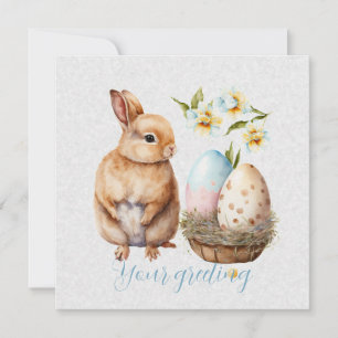 Maak je eigen konijn en eieren met wilde bloemen feestdagenkaart