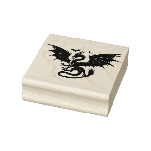 Maak Je Eigen Koninklijk Gevleugeld Drakenembleem Rubberstempel