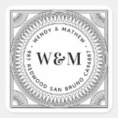 Maak Je Eigen Koppel Monogram Retouradres Vierkante Sticker (Voorkant)