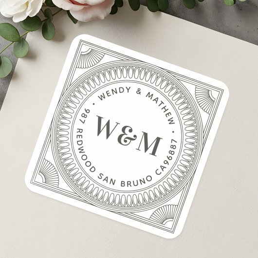 Maak Je Eigen Koppels Monogram Retouradres Vierkante Sticker