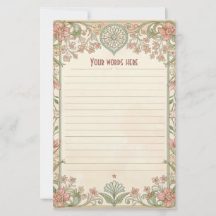 Maak Je Eigen Koraal Bloemrijke Art Deco Notitiepa Briefpapier