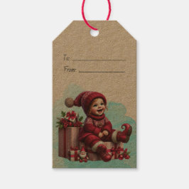 Maak Je Eigen Lachende Vintage Kerstkabouter Cadeaulabel