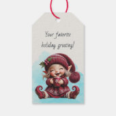 Maak je eigen lachende vintage kerstkabouter cadeaulabel (Achterkant)