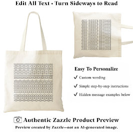 Maak Je Eigen Lange Verborgen Bericht & Naam Grijs Tote Bag