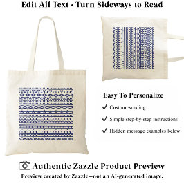 Maak je eigen lange verborgen boodschap & naam mar tote bag