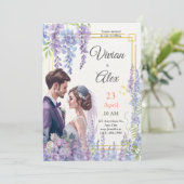 Maak je eigen Lavendel Waterverf Floral Wedding Kaart (Staand voorkant)