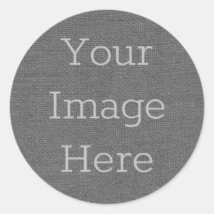 Maak Je Eigen Leisteen Grijs Jute Linnen Weefsel Ronde Sticker