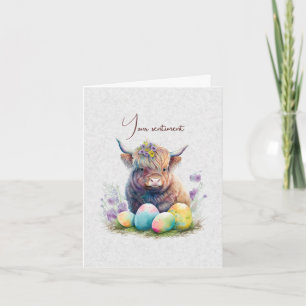 Maak je eigen lente Highland stier & wilde bloemen Kaart