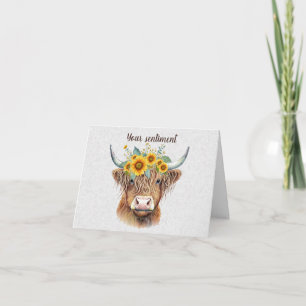Maak Je Eigen Lente Highland Stier & Wilde Bloemen Kaart
