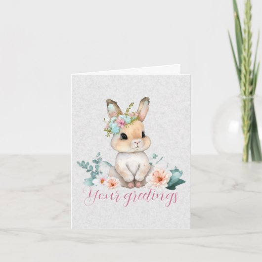 Maak je eigen lente konijn & wilde bloemen kaart (Voorkant)