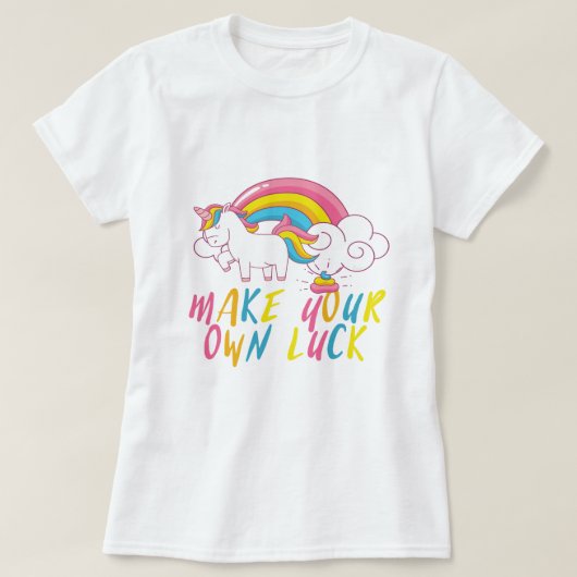 Maak je eigen linksvloed regenboogkoppen Unicorn T-shirt (Design voorkant)