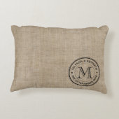 Maak je eigen Logo monogram Burlap Retro Decoratief Kussen (Achterkant)