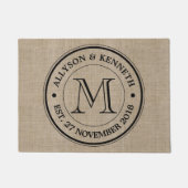 Maak je eigen Logo monogram Burlap Retro Deurmat (Voorkant)