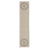 Maak je eigen Logo monogram Burlap Retro Korte Tafelloper (Voorkant)