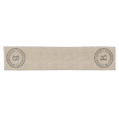 Maak je eigen Logo monogram Burlap Retro Korte Tafelloper (Horizontaal)