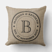 Maak je eigen Logo monogram Burlap Retro Kussen (Voorkant)