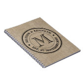 Maak je eigen Logo monogram Burlap Retro Notitieboek (Rechterzijde)