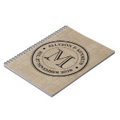 Maak je eigen Logo monogram Burlap Retro Notitieboek (Linkerzijde)