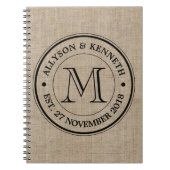 Maak je eigen Logo monogram Burlap Retro Notitieboek (Voorkant)