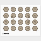 Maak je eigen Logo monogram Burlap Retro Ronde Sticker (Vel)