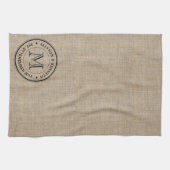 Maak je eigen Logo monogram Burlap Retro Theedoek (Horizontaal)