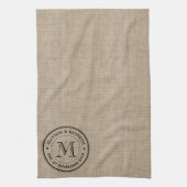 Maak je eigen Logo monogram Burlap Retro Theedoek (Verticaal)