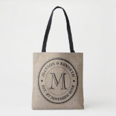 Maak je eigen Logo monogram Burlap Retro Tote Bag (Voorkant)
