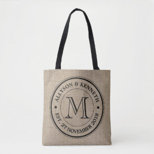 Maak je eigen Logo monogram Burlap Retro Tote Bag