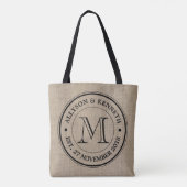 Maak je eigen Logo monogram Burlap Retro Tote Bag (Achterkant)
