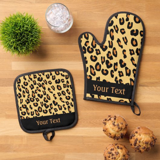Maak Je Eigen Luipaard Vel Patroon Ovenwant & Pannenlap Set (Top down)