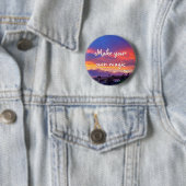 Maak je eigen Magic Quote Roze Blauw Wolken Zonson Ronde Button 5,7 Cm (In situ)
