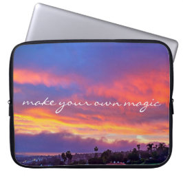 Maak je eigen magisch geel roze blauw zonsondergan laptop sleeve