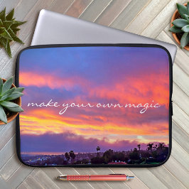 Maak Je Eigen Magische Gele Roze Blauwe Zonsonderg Laptop Sleeve