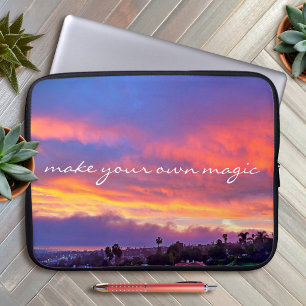 Maak Je Eigen Magische Gele Roze Blauwe Zonsonderg Laptop Sleeve
