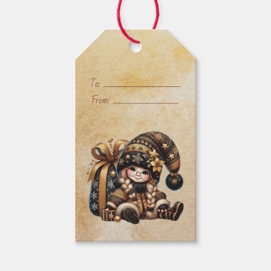 Maak je eigen magische Kerstgnome-cadeausokje Cadeaulabel (Voorkant)