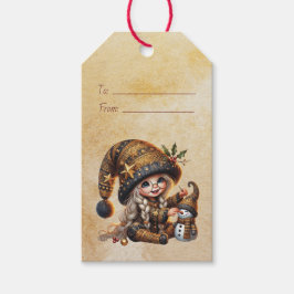 Maak je eigen magische Kerstgnome Sneeuwman Cadeaulabel