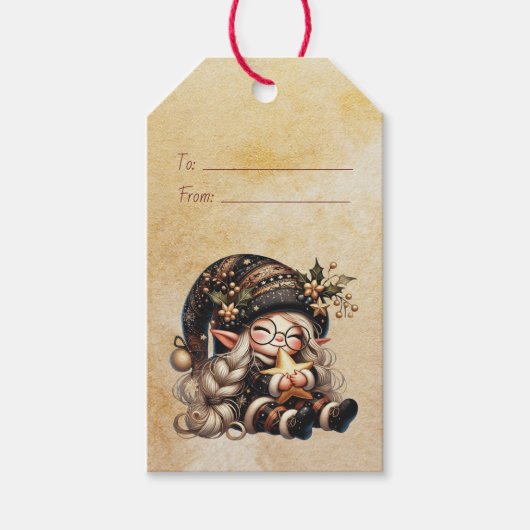 Maak je eigen magische Kerstgnome Ster Cadeaulabel (Voorkant)