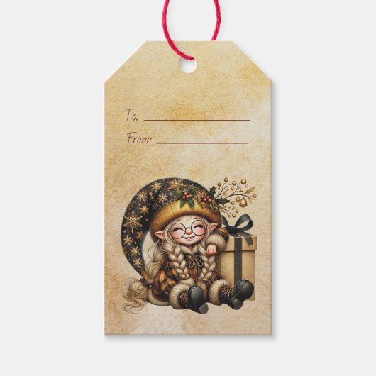 Maak Je Eigen Magische Kerstkabouter Cadeau Cadeaulabel (Voorkant)