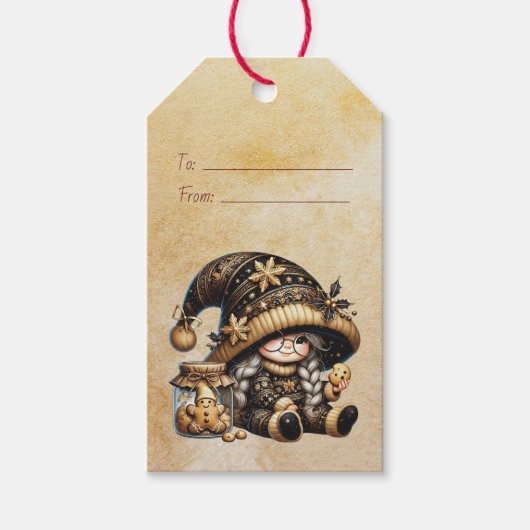 Maak je eigen magische kerstkabouter koekpot cadeaulabel (Voorkant)