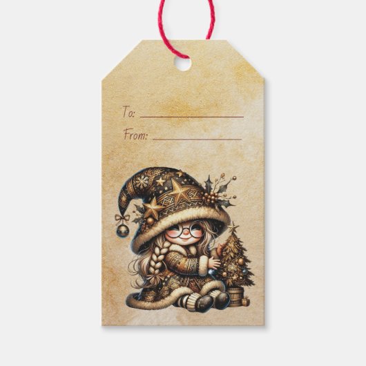 Maak je eigen magische kerstkabouterboom cadeaulabel (Voorkant)