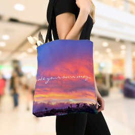 Maak Je Eigen Magische Quote Roze Blauwe Wolken Zo Tote Bag
