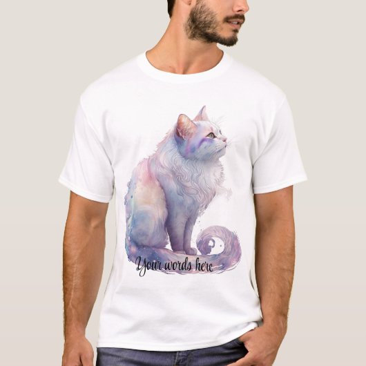 Maak Je Eigen Magische Witte Kat T-shirt (Voorkant)