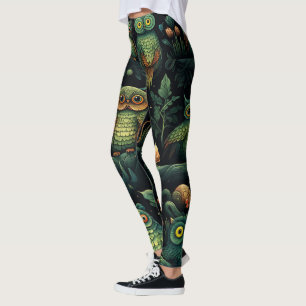 Maak Je Eigen Malle Wilde Goblin Uil Vogels Zwart Leggings