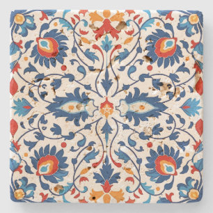 Maak je eigen mediterrene rood blauw geel stenen onderzetter