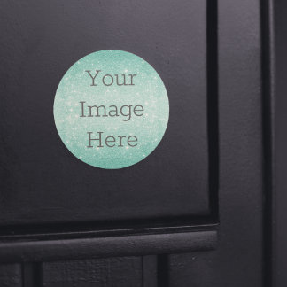 Maak Je Eigen Metaalachtig Aqua Blauwe Glitterstof Ronde Sticker