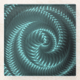 Maak je eigen - Metallic Spiral - Teal Glazen Onderzetter