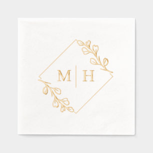 Maak je eigen moderne getrouwde paar naam Initiale Folie Servetten