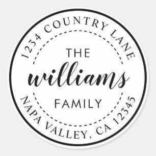 Maak je eigen moderne kalligrafie retouradres ronde sticker