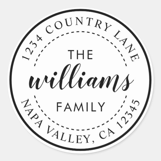 Maak je eigen moderne kalligrafie retouradres ronde sticker (Voorkant)