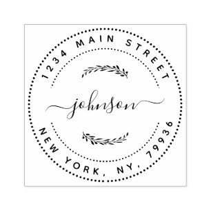 Maak Je Eigen Moderne Ronde Retour Adres Rubberstempel